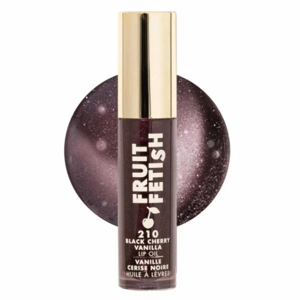 Milani Fruit Fetish Lip Oil 210 Black Cherry Vanilla 0.14oz Deep Plum Shimmer